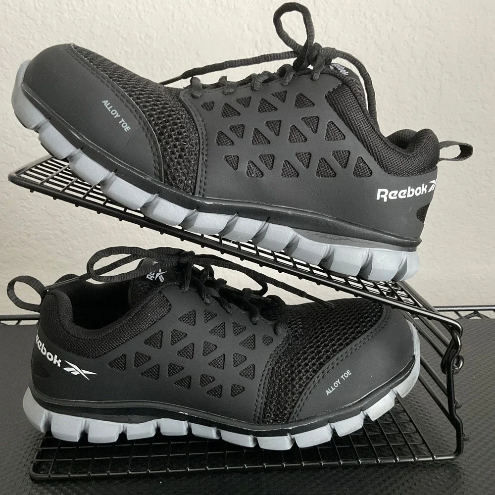 Reebok Work Sublite Cushion RB4041 Mens 6 Black Alloy Toe Safety Shoes EH